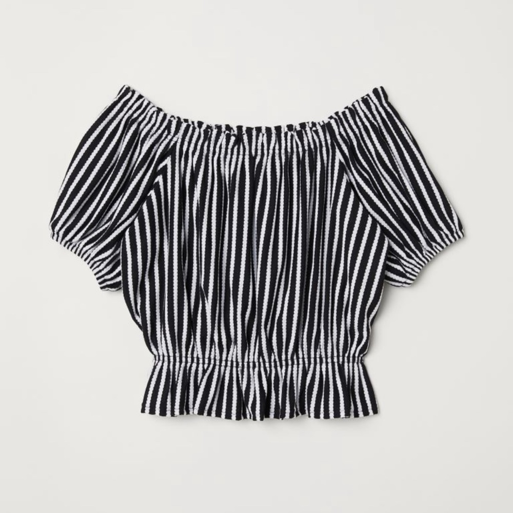 H&M Black White Stripe Off the shoulder Top
